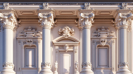 Naklejka premium A majestic facade with grand columns and elaborate details