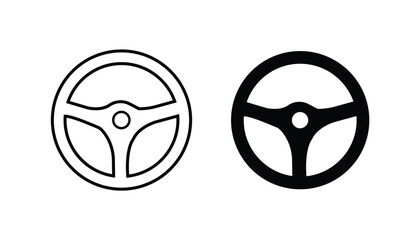 Steering wheel icon set. Automobile steer wheel. Vector illustration 