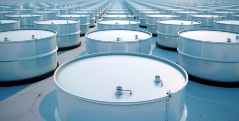 Obraz premium Efficient Organization and Cleanliness of Large Storage Tanks in Fuel Refineries