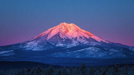 Fototapeta premium Majestic Mountain at Dusk with Snow-Capped Peaks