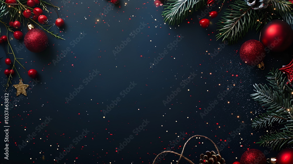 Poster merry christmas background with christmas element with empty copy space