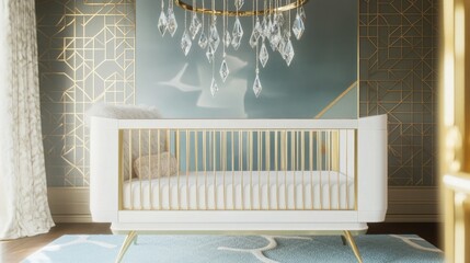 A Hollywood Regency nursery designed with a modern twist