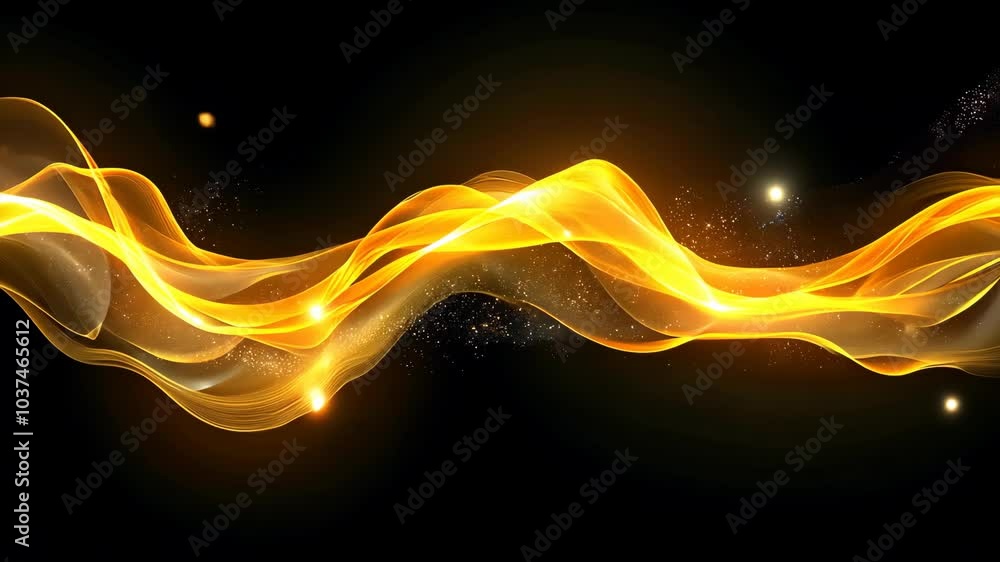 Poster a golden wave of light dances across a black background, creating a mesmerizing visual effect