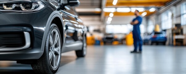 Obraz premium Vehicle Service and Safety in Modern Workshop