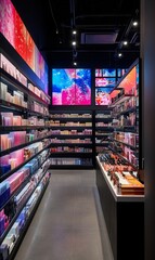 Fototapeta premium Modern store with shelves of beauty products.