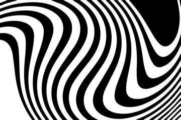 Abstract wave vector background. Stylized black White illusion. Modern graphic line art. Eps 10