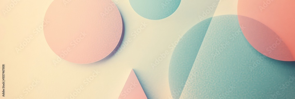 Poster Soft pastel colors form overlapping circles and triangles, creating an abstract design that stimulates imagination and artistic expression. Generative AI
