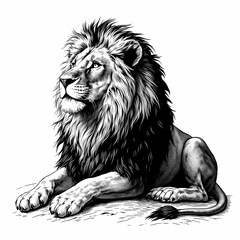 lion vintage engraved illustration