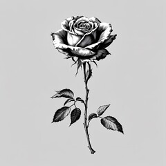 rose vintage engraved illustration