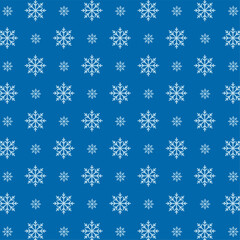 Christmas seamless Snowflakes Pattern on blue background. Vector seamless texture. White seamless snowflake pattern. Used for wrap, textile, paper. Merry Christmas and Happy New Year. Winter concept.