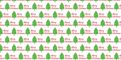 Christmas tree seamless pattern on white isolated background