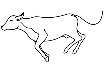 Minimalist Continuous Line Art of an Abstract Cow with Intricate Patterns