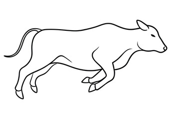 Minimalist Continuous Line Art of an Abstract Cow with Intricate Patterns