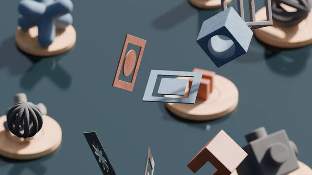 4K animation of geometric shapes in motion