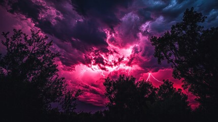 Obraz premium Lightning Strike During Sunset