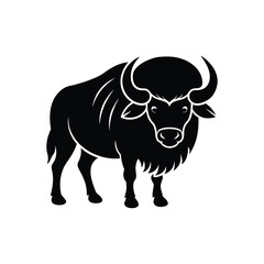 Bison buffalo vector silhouette icon . Buffalo silhouette isolated on white background.