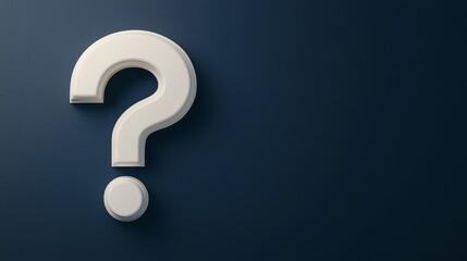 Minimalist White Question Mark on Blue Background - Curious Contemplation in Graphic Design