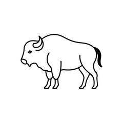 Bison buffalo vector line icon . Buffalo silhouette isolated on white background.