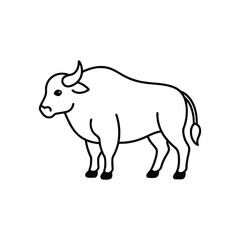 Bison buffalo vector line icon . Buffalo silhouette isolated on white background.