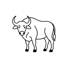 Bison buffalo vector line icon . Buffalo silhouette isolated on white background.