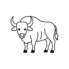 Bison buffalo vector line icon . Buffalo silhouette isolated on white background.