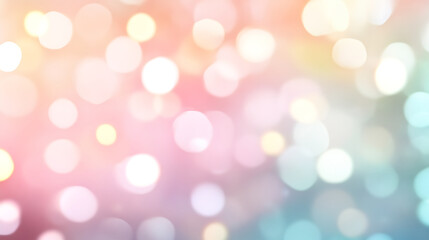 Fototapeta premium Pastel Dream: Soft, ethereal bokeh lights in a gradient of pastel pink, yellow, and blue create a dreamy and romantic backdrop. 