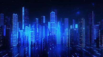 Fototapeta premium Futuristic Cityscape with Neon Lights