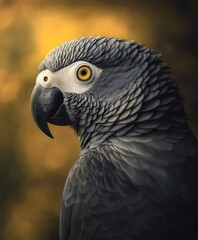 Obraz premium Majestic Grey Parrot Close-Up Stunning Feathered Details