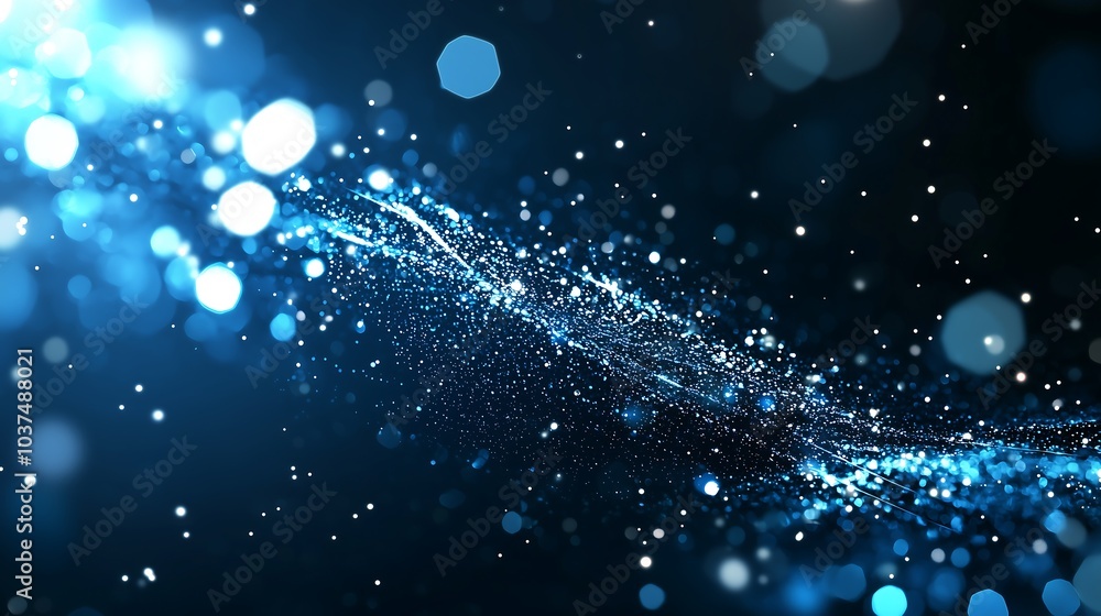 Wall mural a dazzling display of blue particles and light, creating a sense of motion and depth in a cosmic-lik