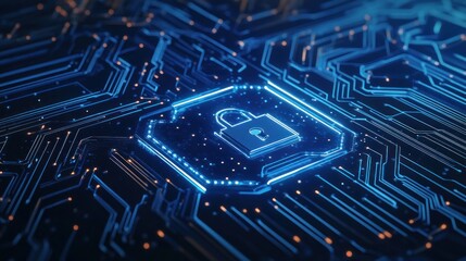 Cybersecurity: Digital Lock on Circuit Board