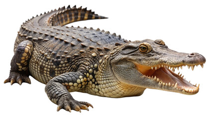 Obraz premium Crocodile isolated on white, transplant png.