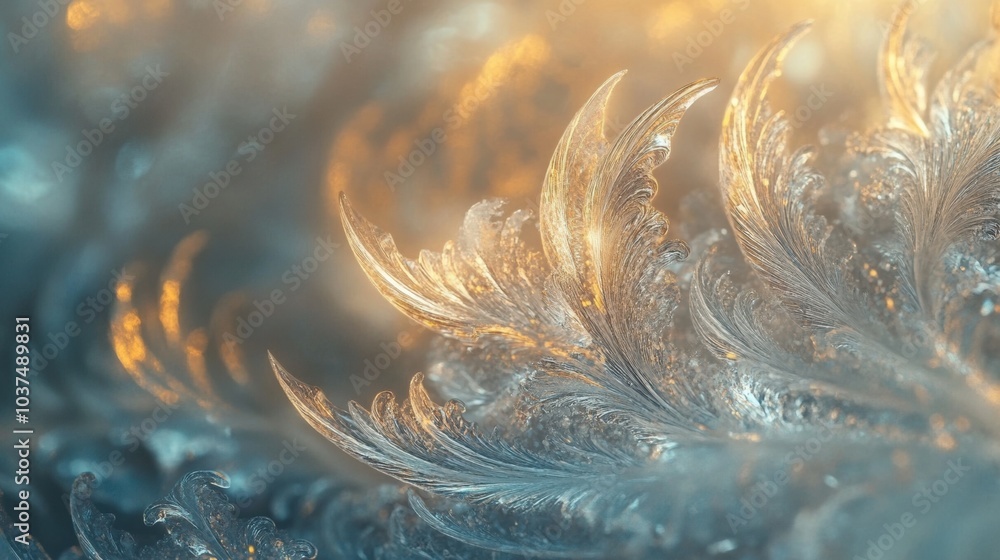 Aufkleber intricate frosty patterns emerge on a surface, catching the light and creating a stunning visual eff