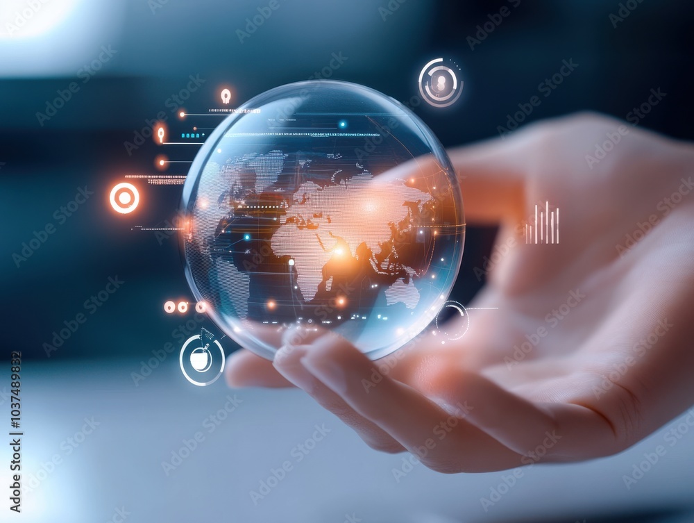 Poster digital interaction with a virtual globe
