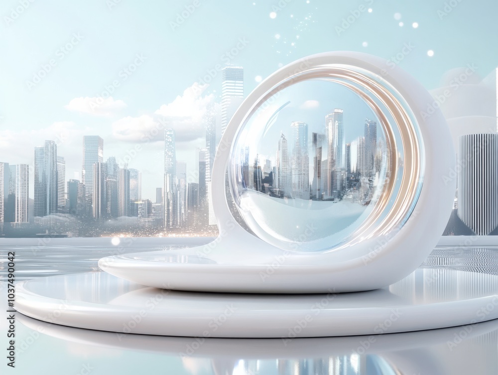 Poster abstract digital rendering of cityscape reflection