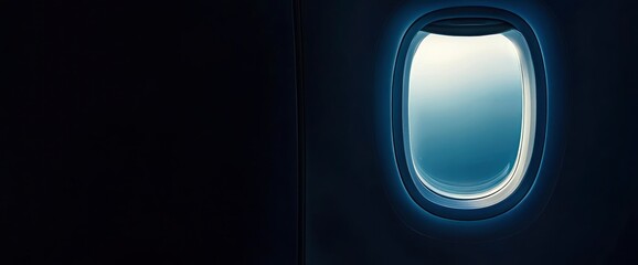 Airplane Window View of Clouds and Sky