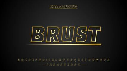 BRUST, Sports minimal tech font letter set. Luxury vector typeface for company. Modern gaming fonts logo design.