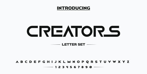 CREATORS, Sports minimal tech font letter set. Luxury vector typeface for company. Modern gaming fonts logo design.