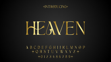 HEAVEN, Sports minimal tech font letter set. Luxury vector typeface for company. Modern gaming fonts logo design.