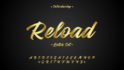 RELOAD, Sports minimal tech font letter set. Luxury vector typeface for company. Modern gaming fonts logo design.