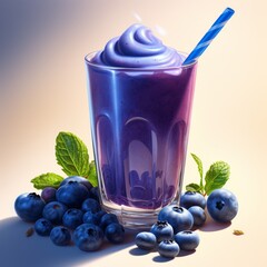 glass of smoothie with blueberries 