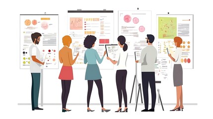 Diverse Team Discussing Data On Whiteboards