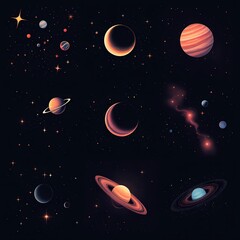 trendy grunge texture universe set with retro halftone grain effect