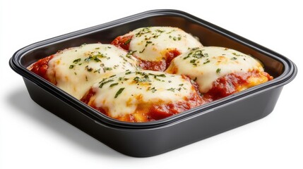 Black Plastic Food Container with Cheese Dish