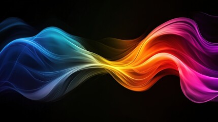 Colorful Abstract Waves on Black Background