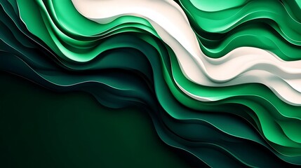 Abstract Green and White Wavy Background
