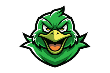 Cute cartoon green alien monster face with a funny smile and big eyes, perfect for Halloween or a fun illustration