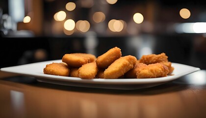Fototapeta premium Crispy Chicken Nuggets on a White Plate
