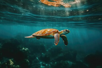 Obraz premium Exploring the Ocean Depths with Sea Turtles