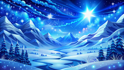lot of blue stars glittering overlay winter-snow