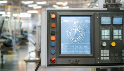 Fototapeta premium Industrial Automation Monitor At Manufacturing Factory